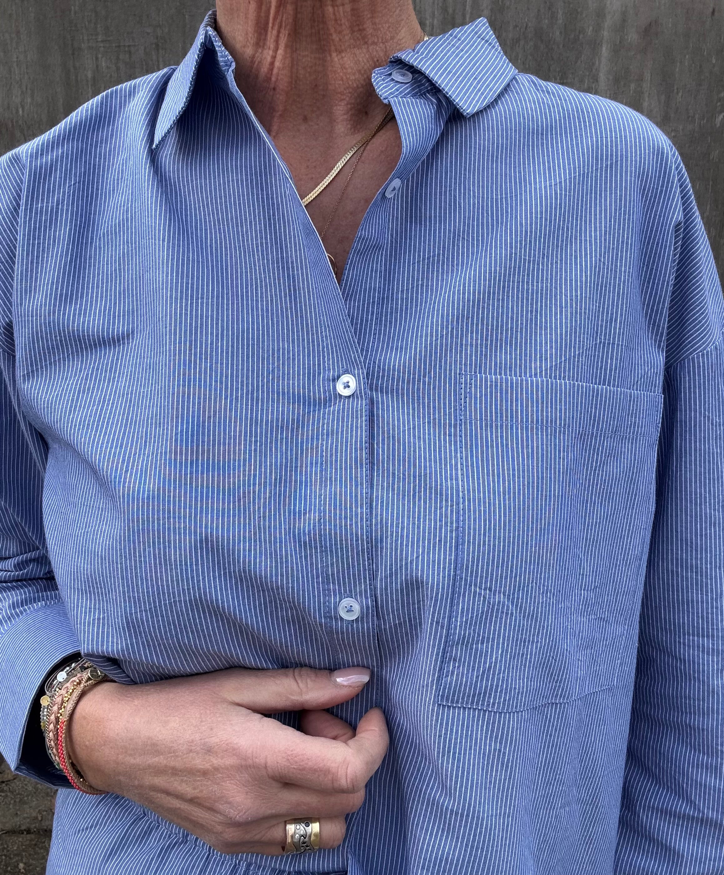 Coster Copenhagen Skjorte - CC Heart Emmie Skjorte i Blue Stripe