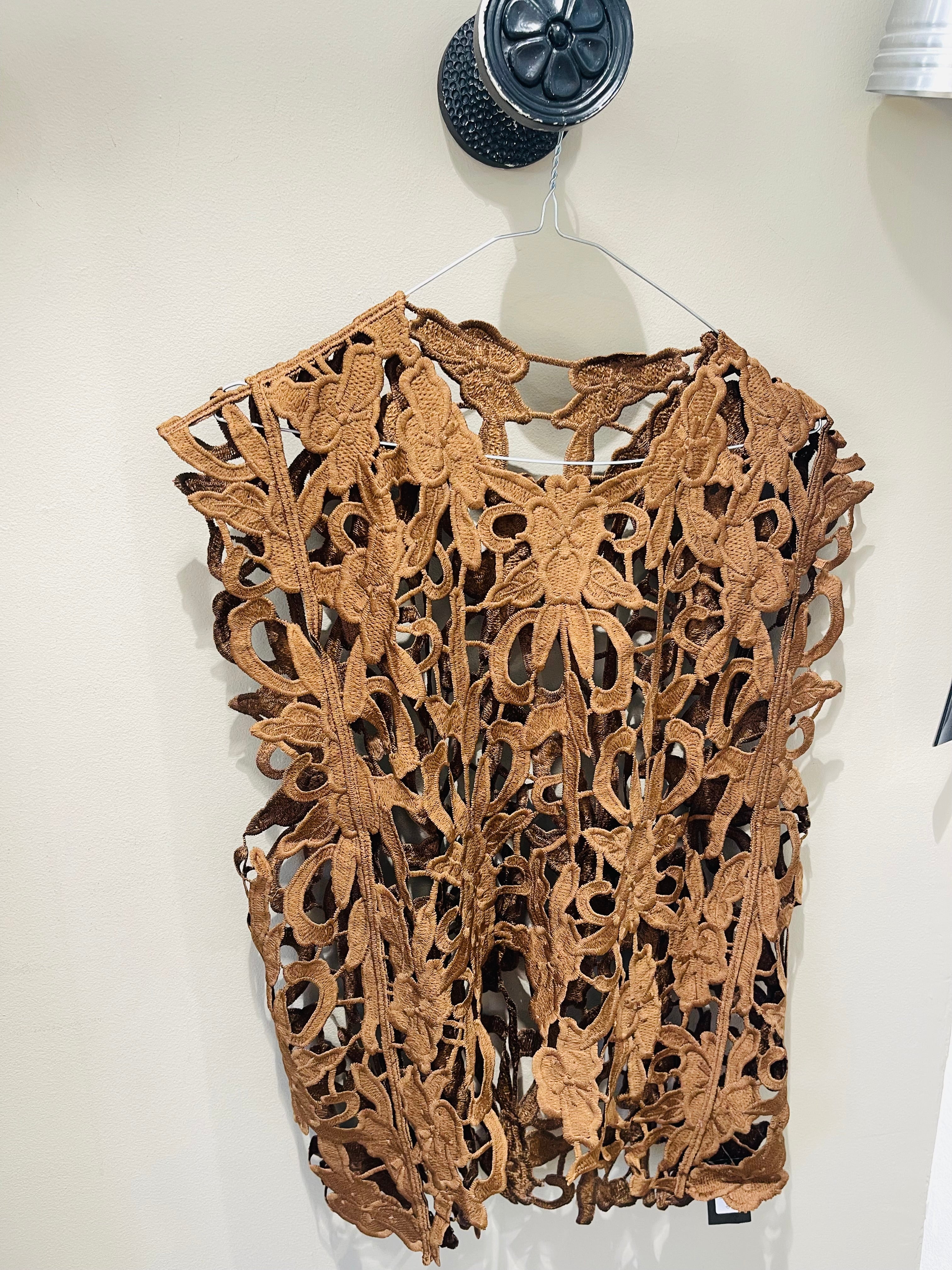 Tim & Simonsen Top - Gudrun Lace Top i Brun