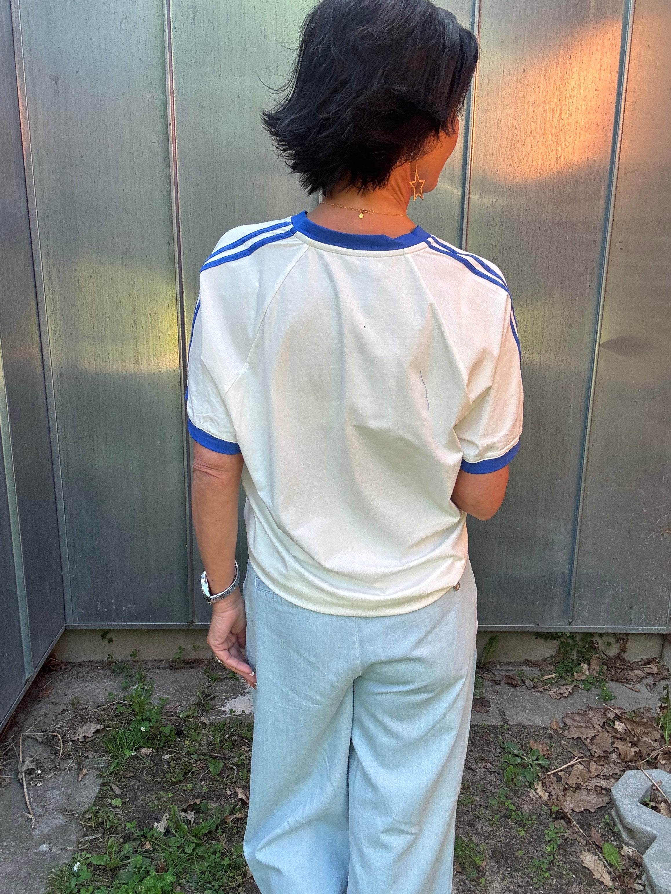Co'Couture T-Shirt - SiaraCC Oversize V-Hals T-shirts i Off White New Blue