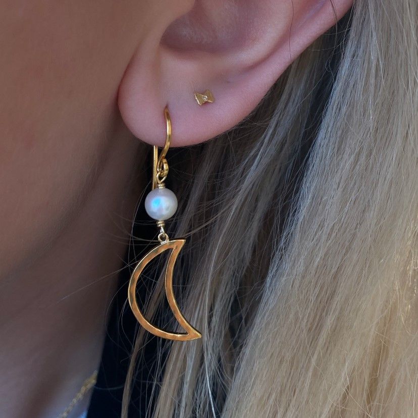 Stine A Ørering - Bella Moon Ørering Med Perle