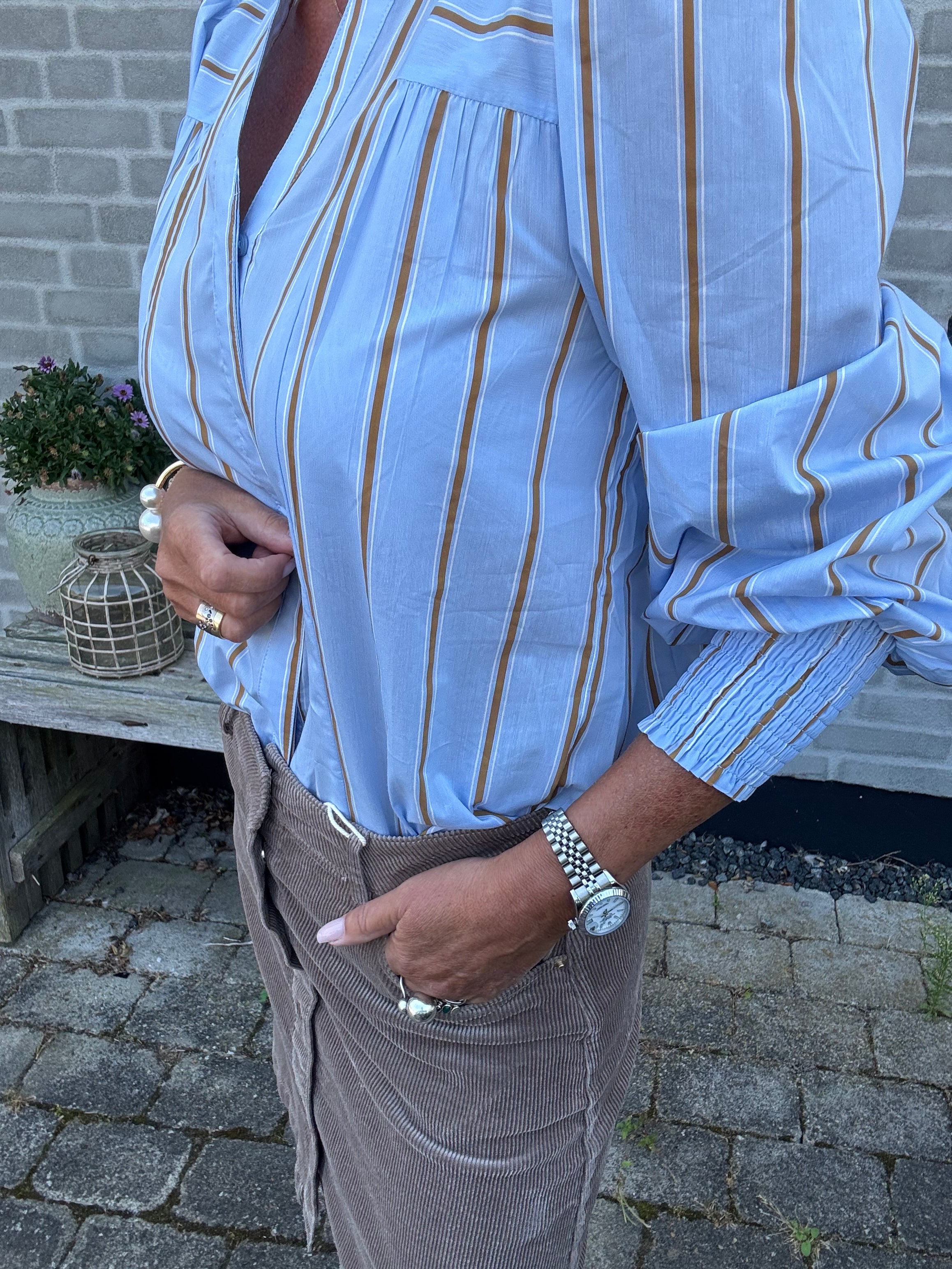 Co´Couture Skjorte - AmoraCC Stribet Skjorte i Pale Blue
