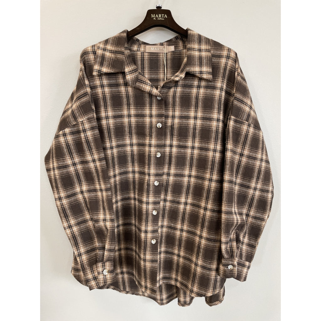 MARTA du château Skjorte - 92050 MdcCloud Skjorte i Brown Check