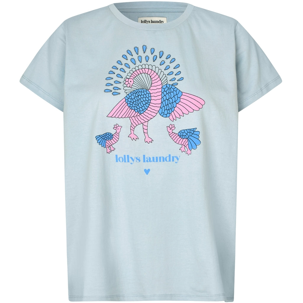 Lollys Laundry T-shirt - RomaLL Paeacock T-shirt i Light Blue