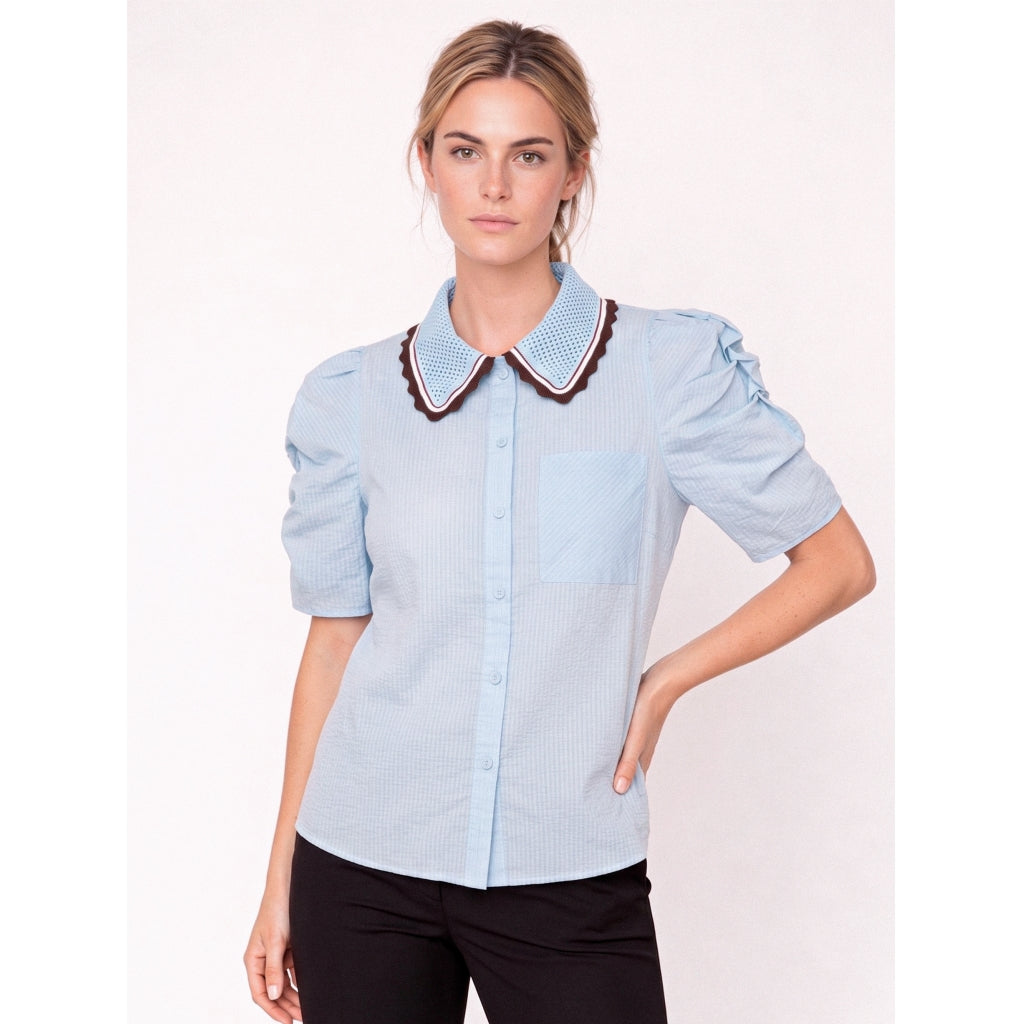 Gossia Bluse - AllyGO Bluse i Light Blue Stripes