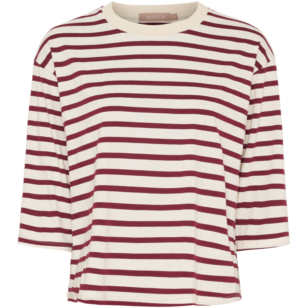 MARTA du château Bluse - MdcBrooklyn Bluse i Beige Bordeaux Strib