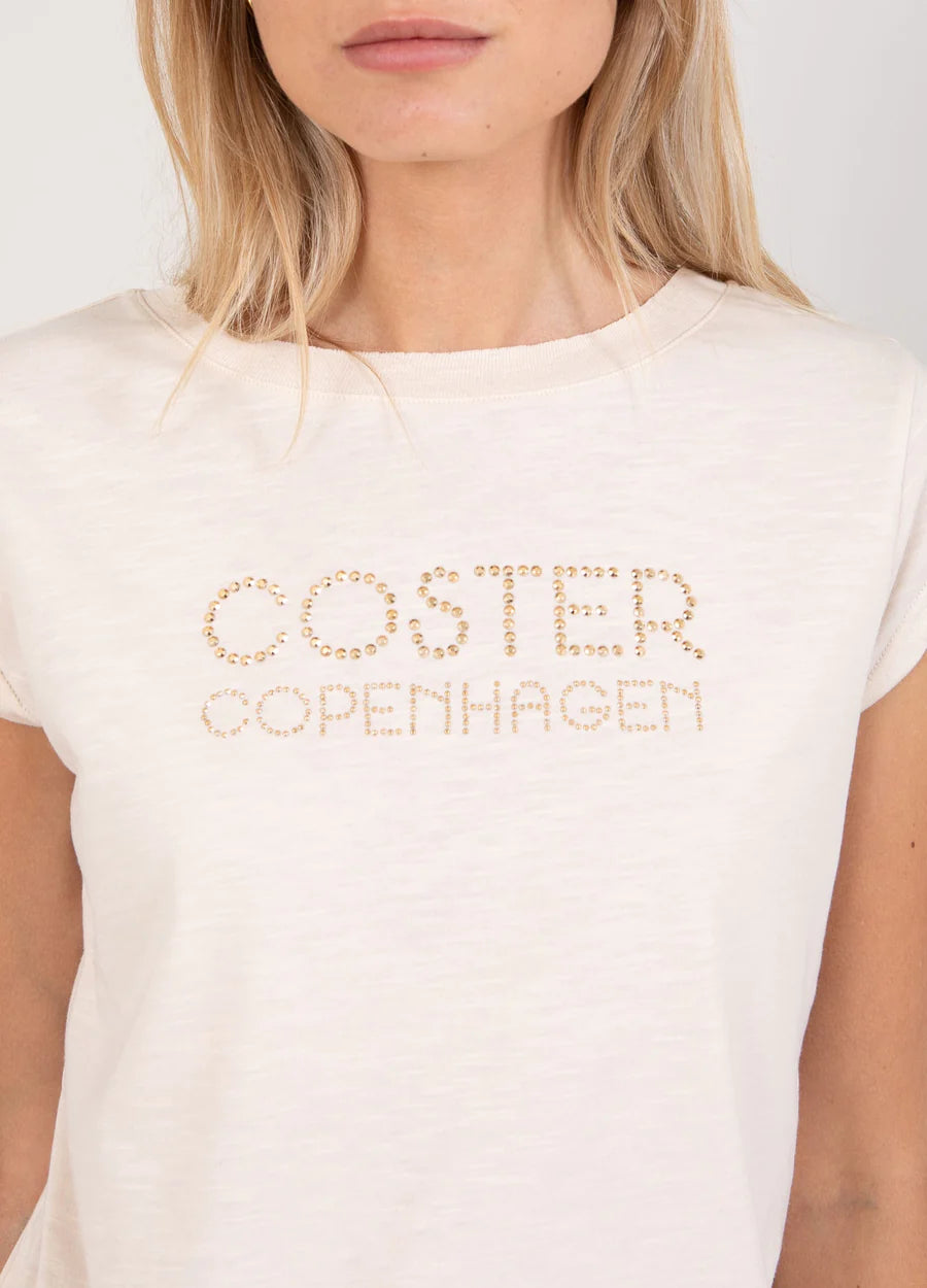 Coster Copenhagen T-shirt - T-shirt Med Studs Logo i Creme