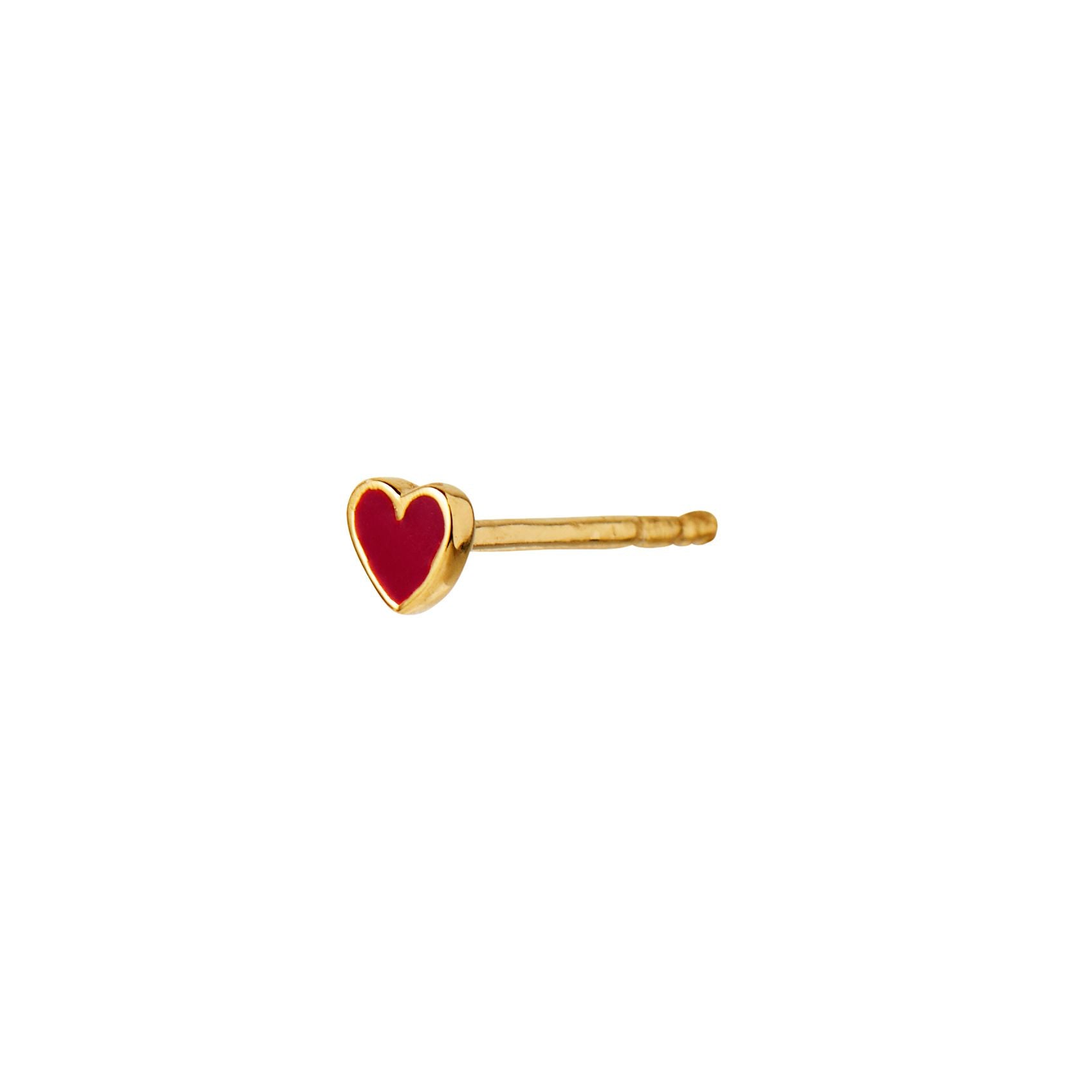 Stine A Ørering - Petit Love Heart Guld i Burgundy