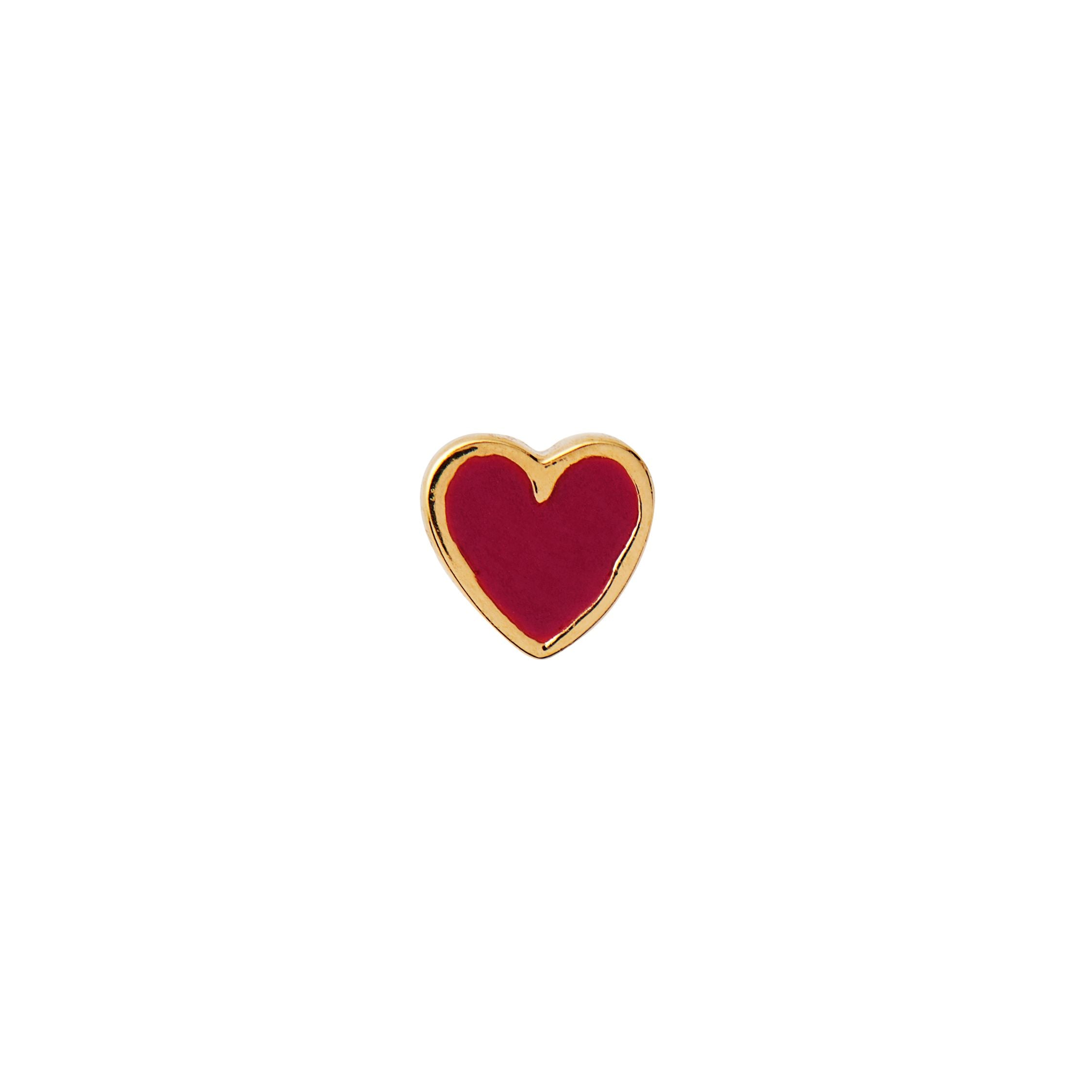 Stine A Ørering - Petit Love Heart Guld i Burgundy