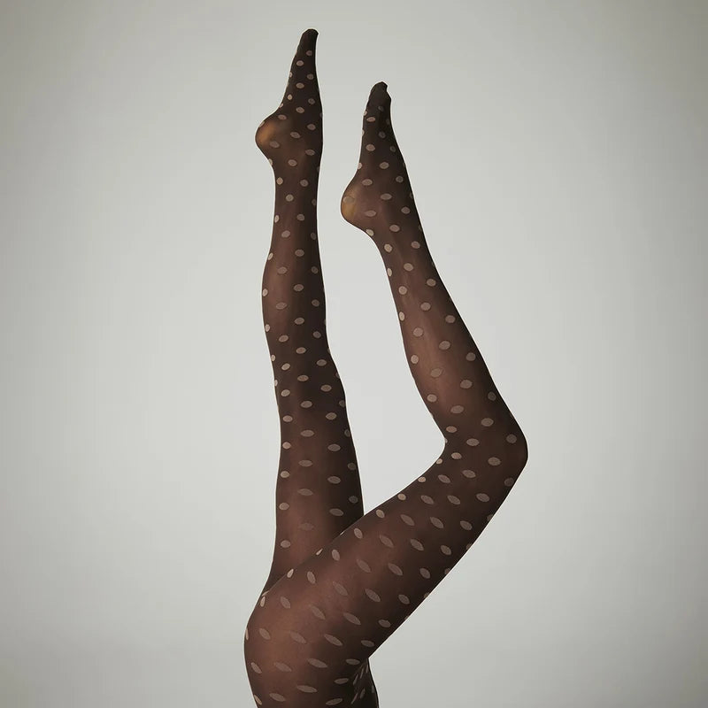 Mp Women Strømpebukser - Sibyl Tights i Dark Brown Med Dots 60 Denier