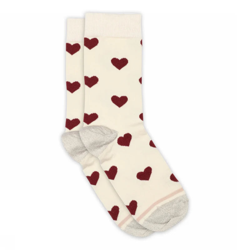 MP Women Strømper - 77775 Ada Strømper i Creme Med Røde Hjerter