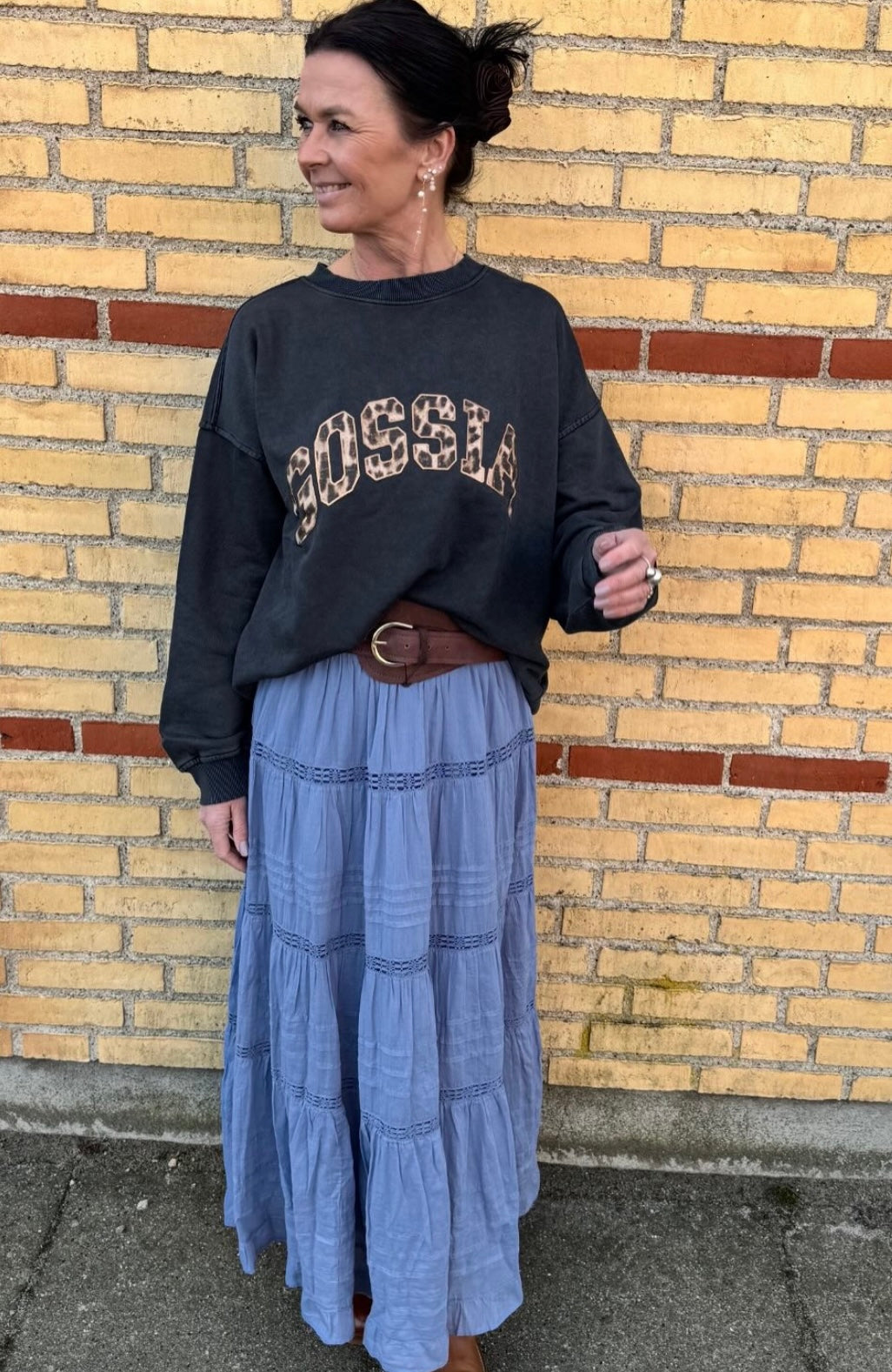 Gossia Sweat - MalinGo Sweat i Black Washed Med Logo