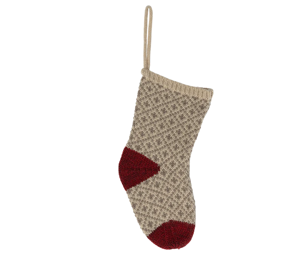 Maileg - Julestrømpe Strik i Soft Grey