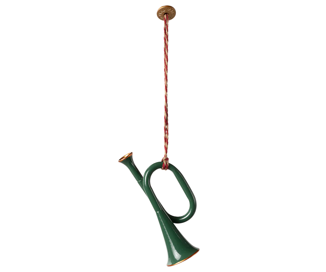 Maileg Julepynt - Metal Ornament Trompet i Mørkegrøn