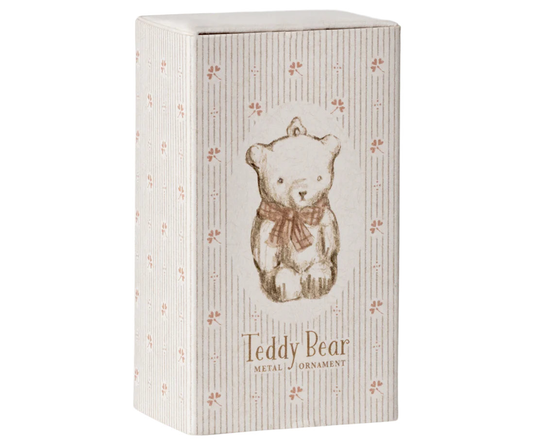 Maileg Pynt - Metal Ornament Bamse i Råhvid-Rosa