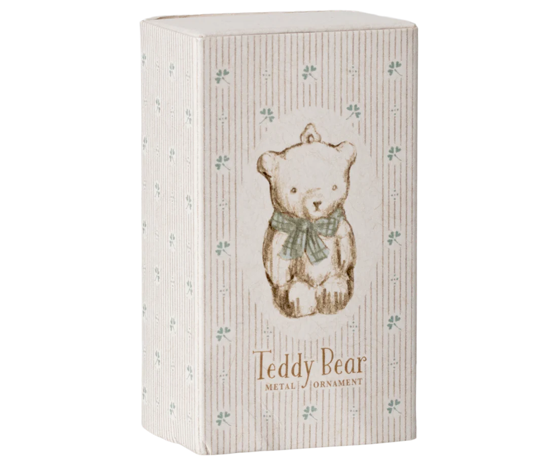 Maileg Pynt - Metal Ornament Bamse i Råhvid-Blå