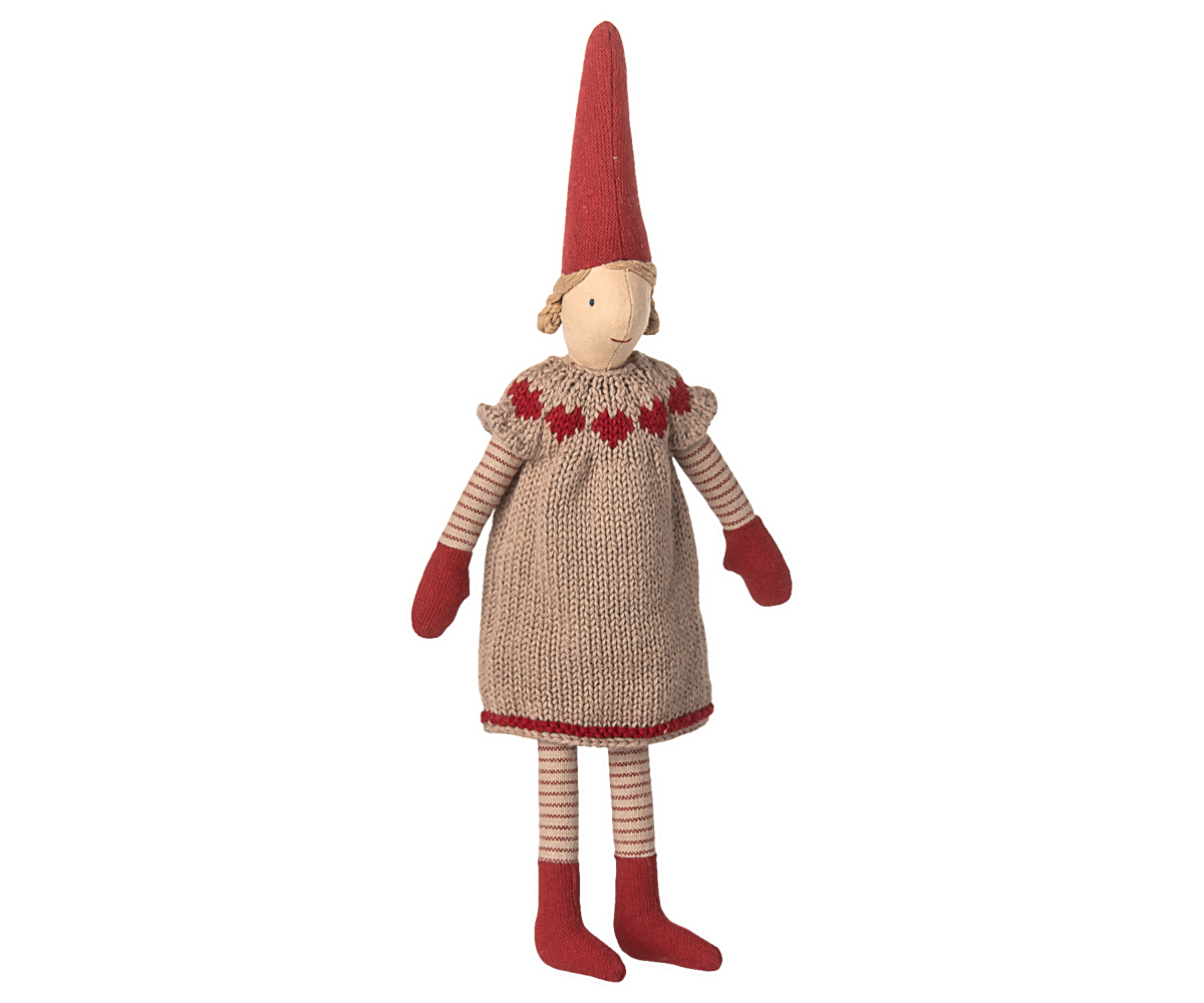 Maileg Nisse - Pixy Nisse Str. 2 Pige Strikket Kjole