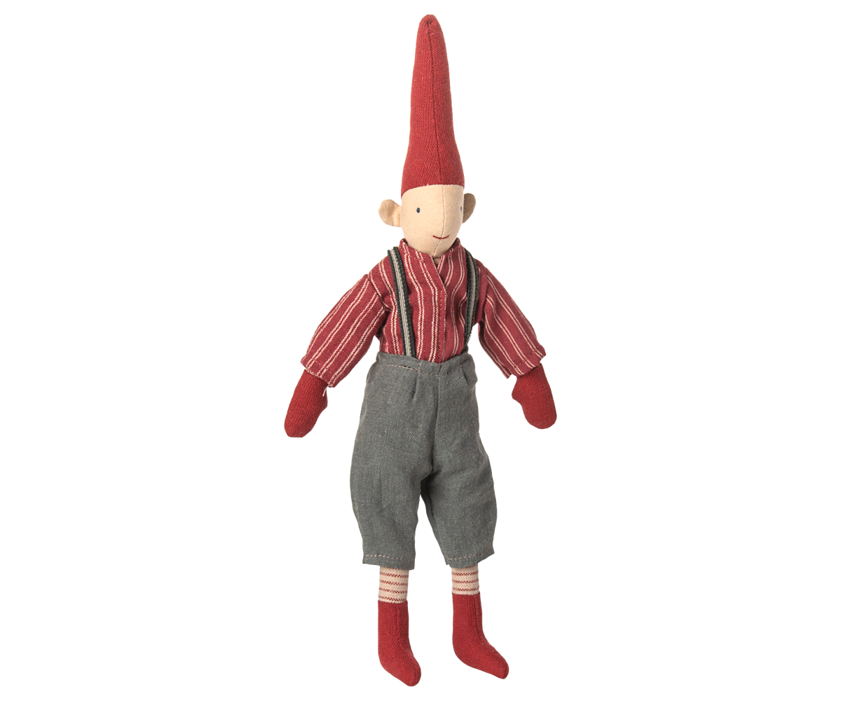 Maileg Nisse - Pixy Nisse Str. 2 Dreng Rød Skjorte