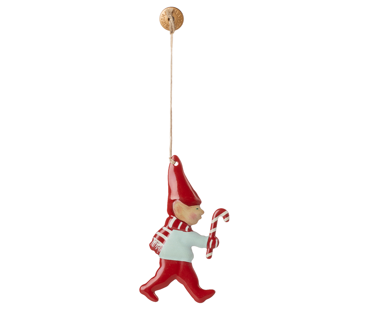 Maileg Julepynt - Metal Ornament Nisse Med Sukkerstok