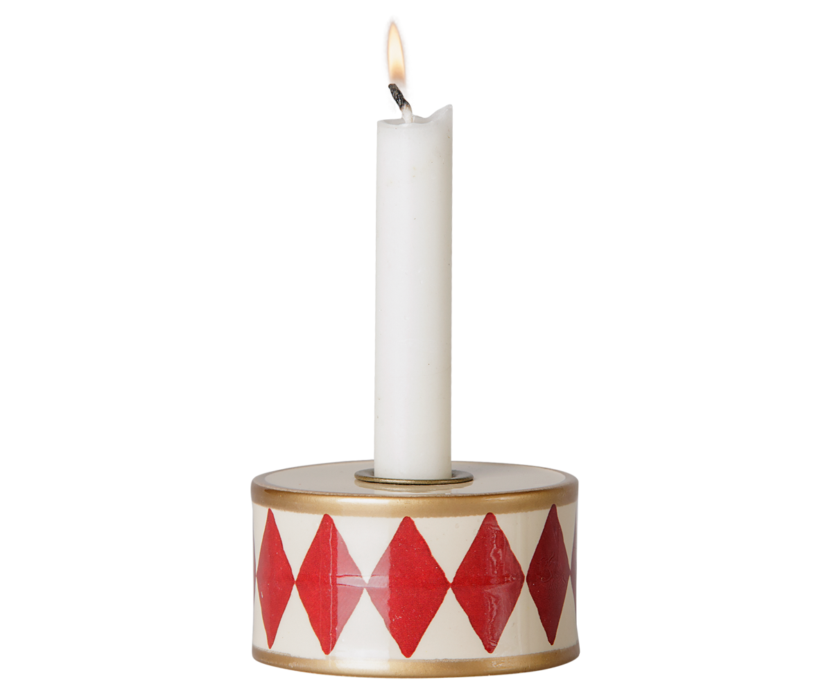 Maileg Julepynt - Lysestage Tromme Rød/Off-White