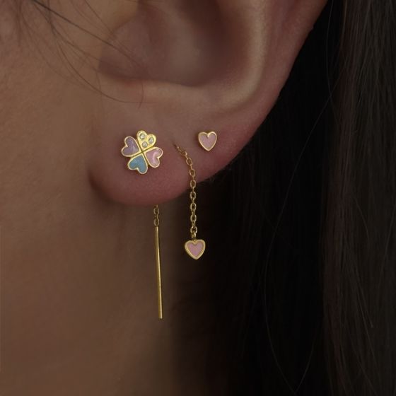 Stine A Ørestik - 1423 Love Hearts Clover Multi Med Sten