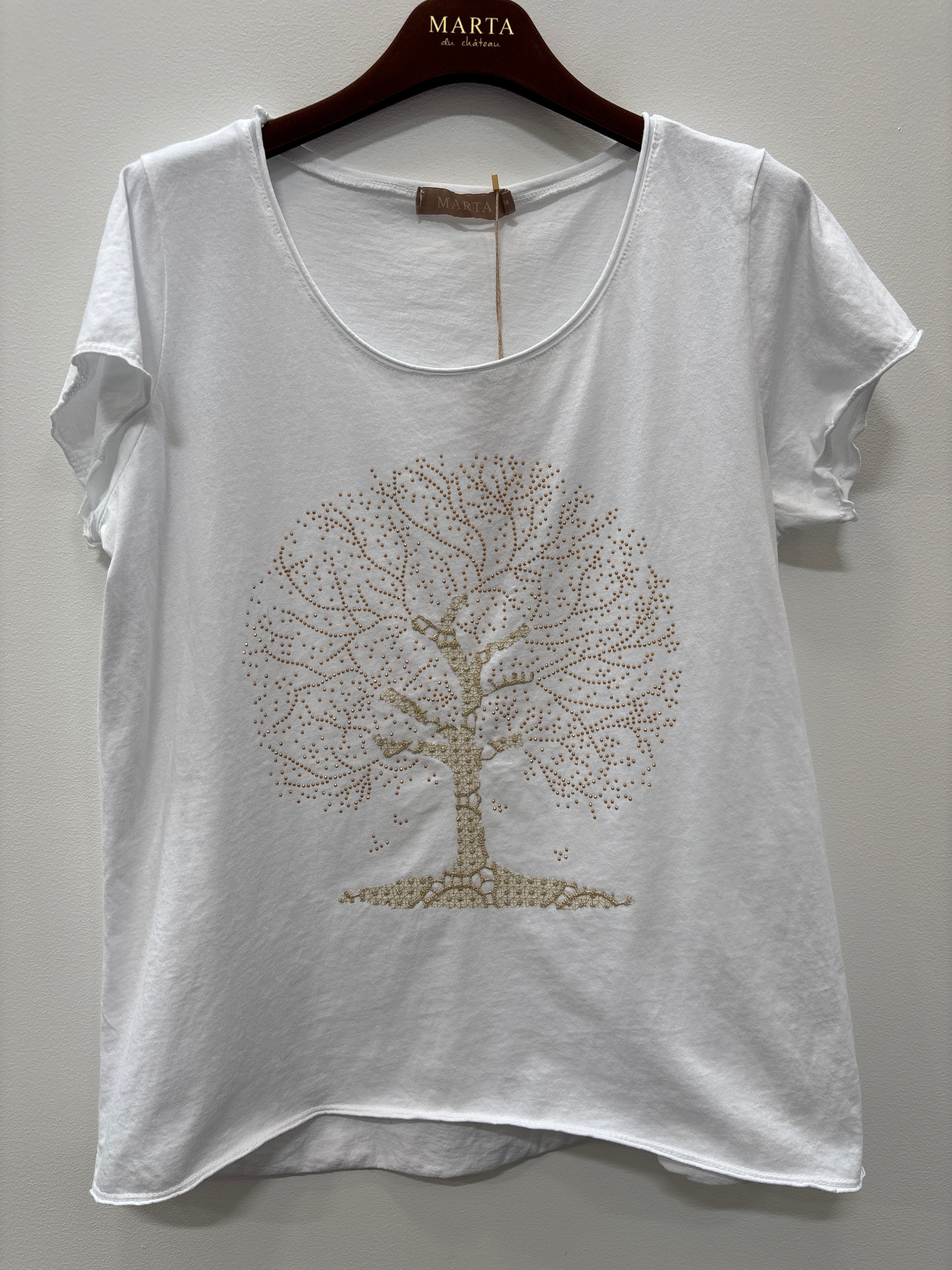 MARTA du château T-shirt - MdcMarie T-shirt i Hvid Med Træ
