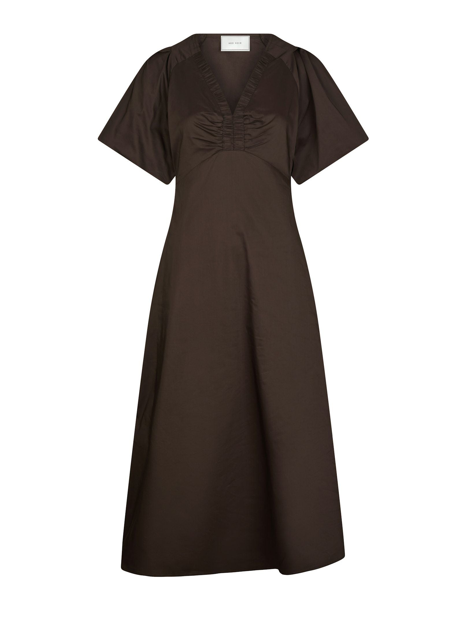 Neo Noir Kjole - Illana Poplin Kjole i Chocolate Brown
