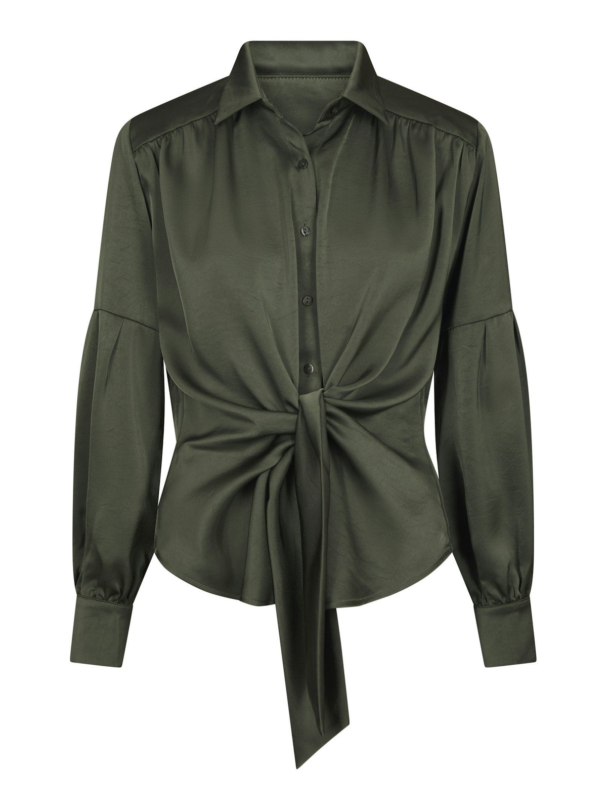 Neo Noir Bluse -Naja Satin Bluse i Deep Green