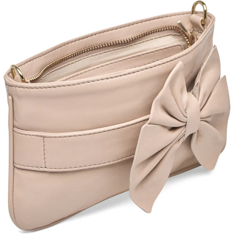 Depeche Taske - Clutch Taske Med Sløjfe i Vanilla