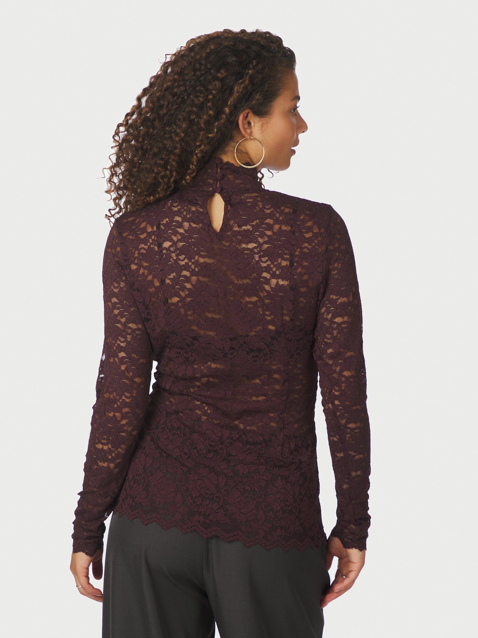 Neo Noir Bluse - Liza Laceflower Bluse i Burgundy