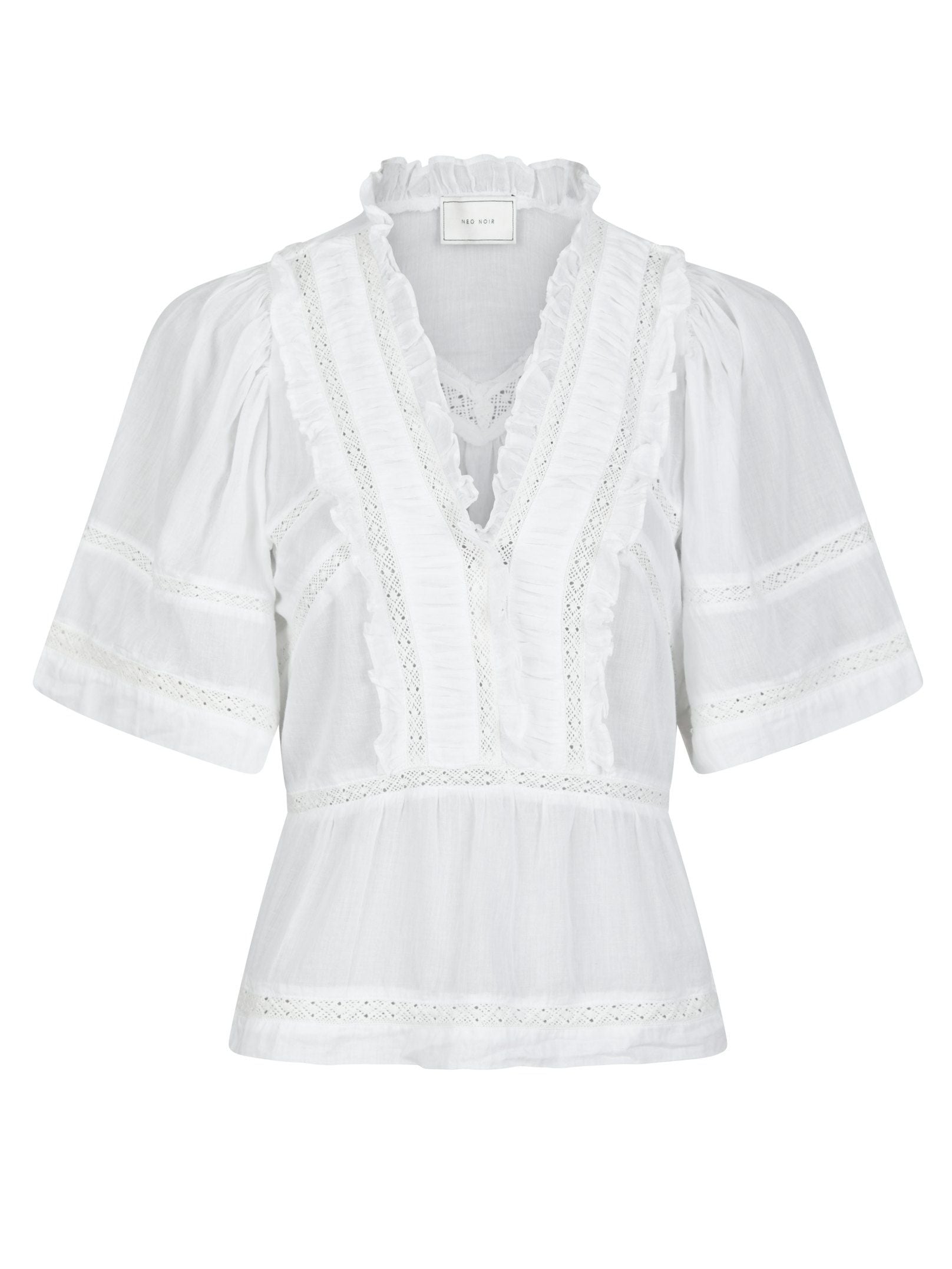 Neo Noir Top - Evienne SS Voile Top i Hvid
