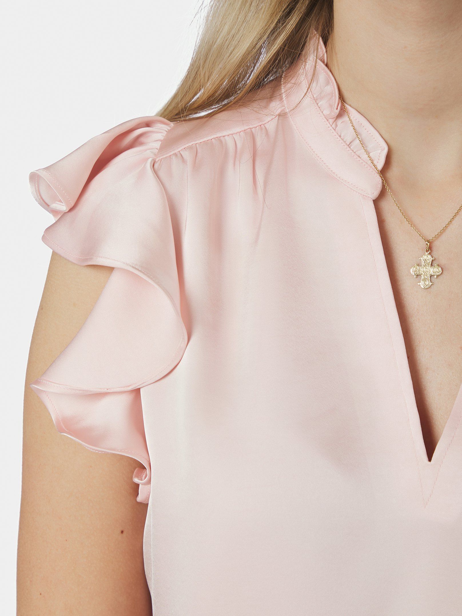 Neo Noir Top - Stella Heavy Sateen Bluse i Light Pink