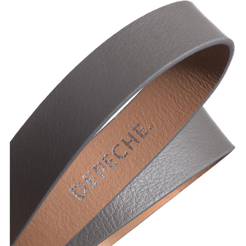 Depeche Bælte - 16334 Skind Bælte i Grå Med Guld Spænde