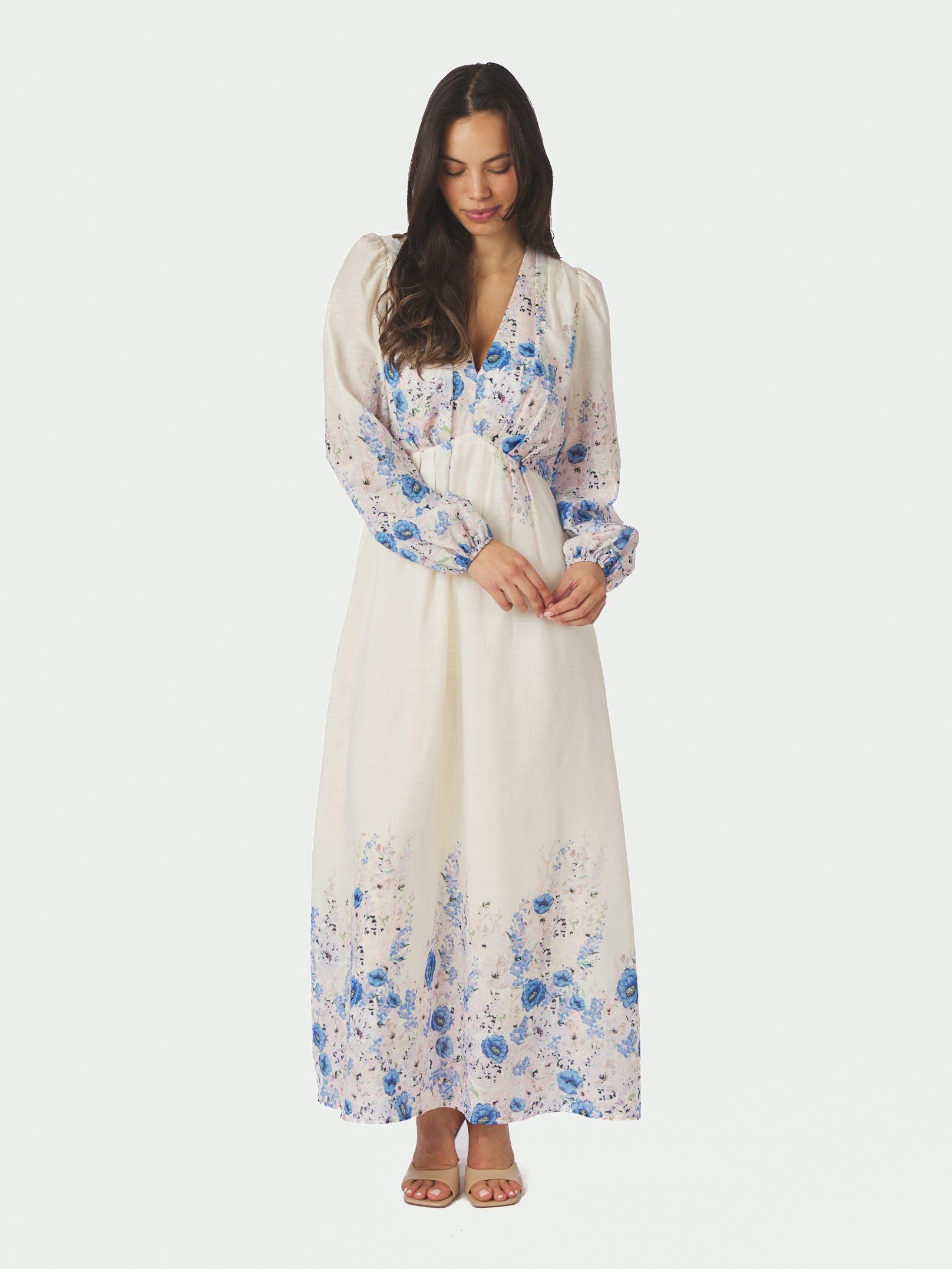 Neo Noir Kjole - Silfi Flower Print Kjole i Blå