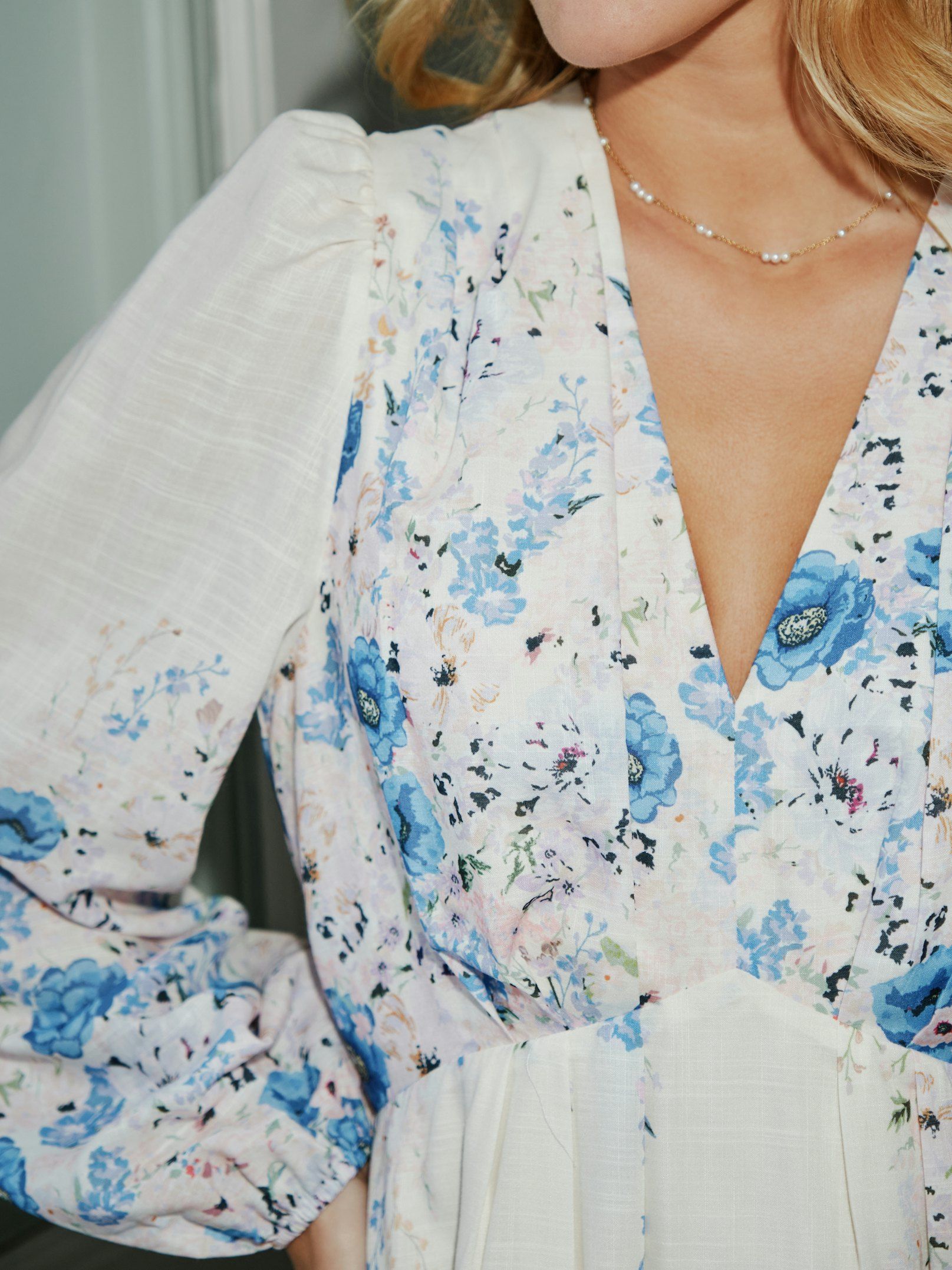 Neo Noir Kjole - Silfi Flower Print Kjole i Blå