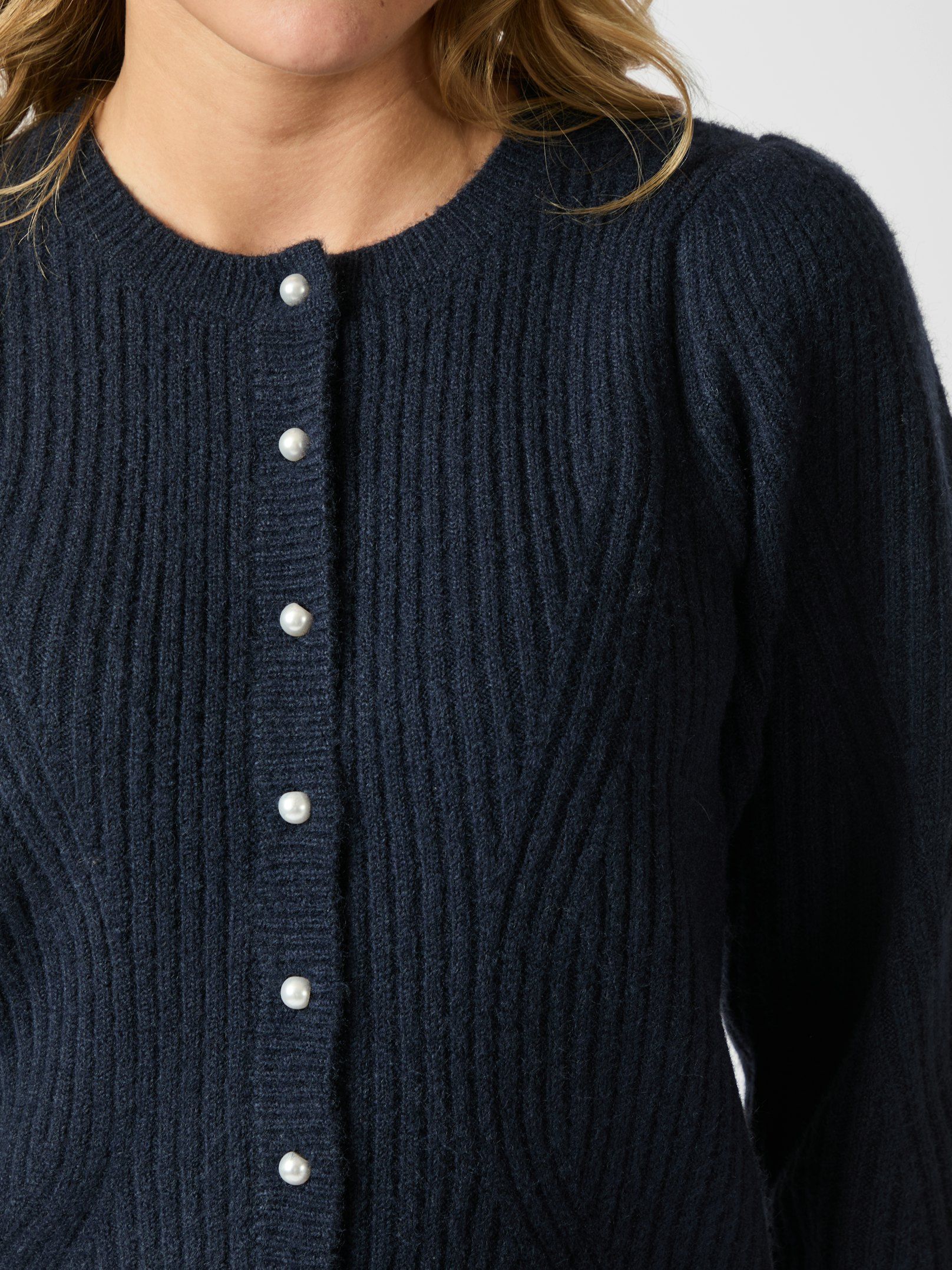 Neo Noir Cardigan - Puli Strik Cardigan i Navy