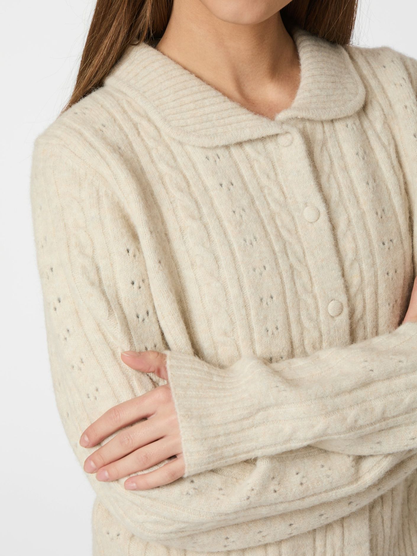 Neo Noir Cardigan - Emelie Strik Cardigan i Ivory