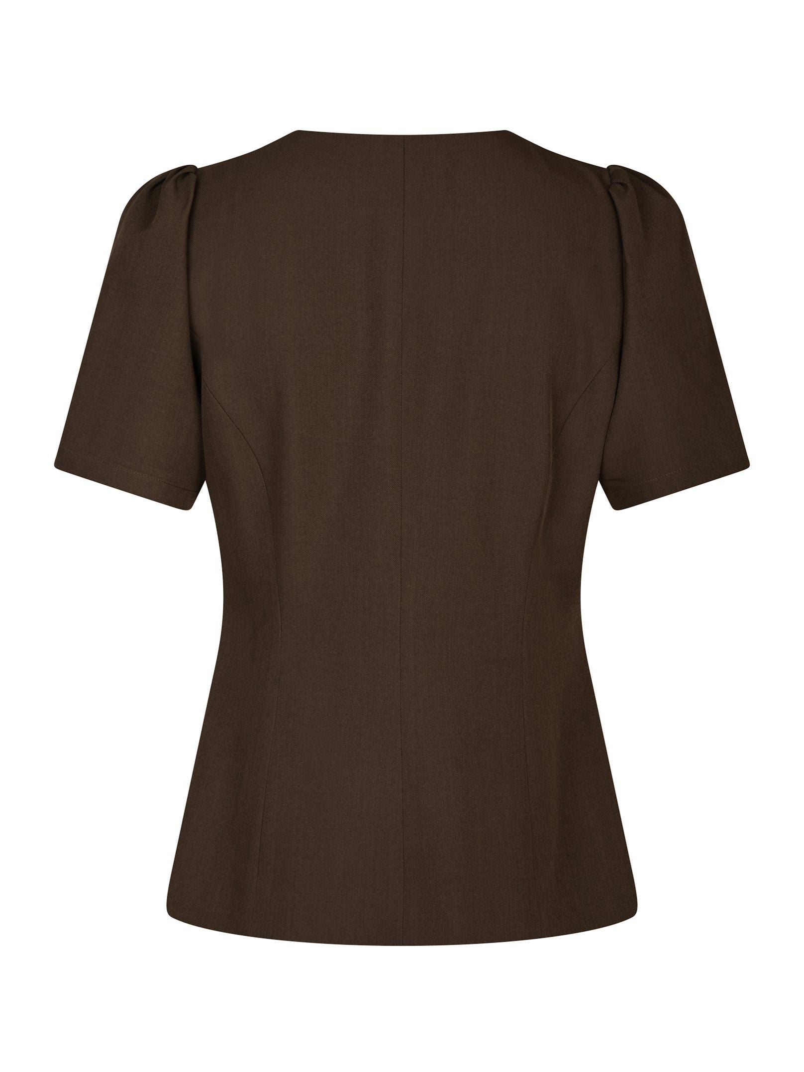 Neo Noir Bluse - Jules Struktureret Bluse i Dark Brown