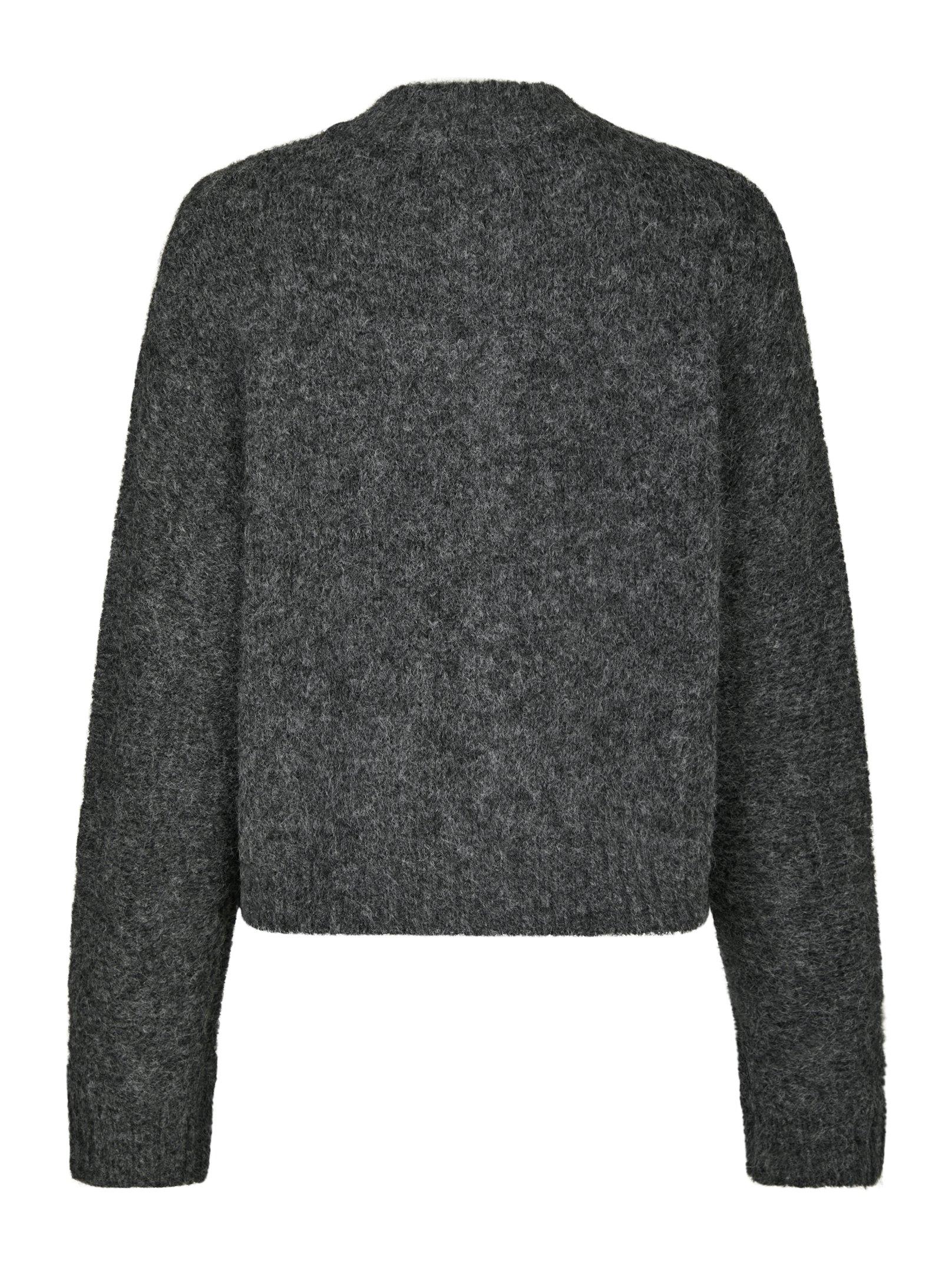 Neo Noir Cardigan - Taura Fluffy Strik Cardigan i Antracit
