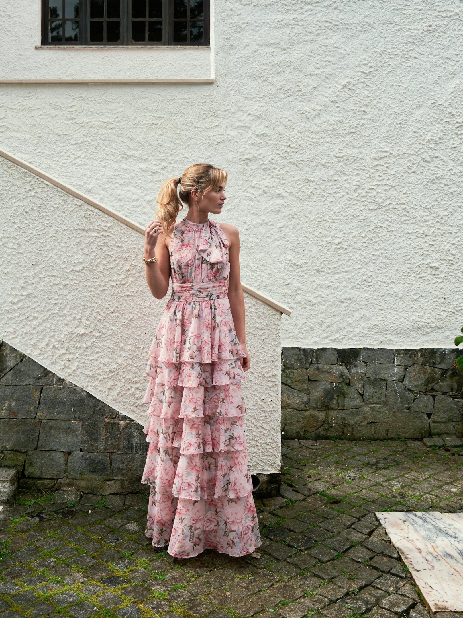 Neo Noir Kjole - Marli Flower Chiffon Kjole i Rose