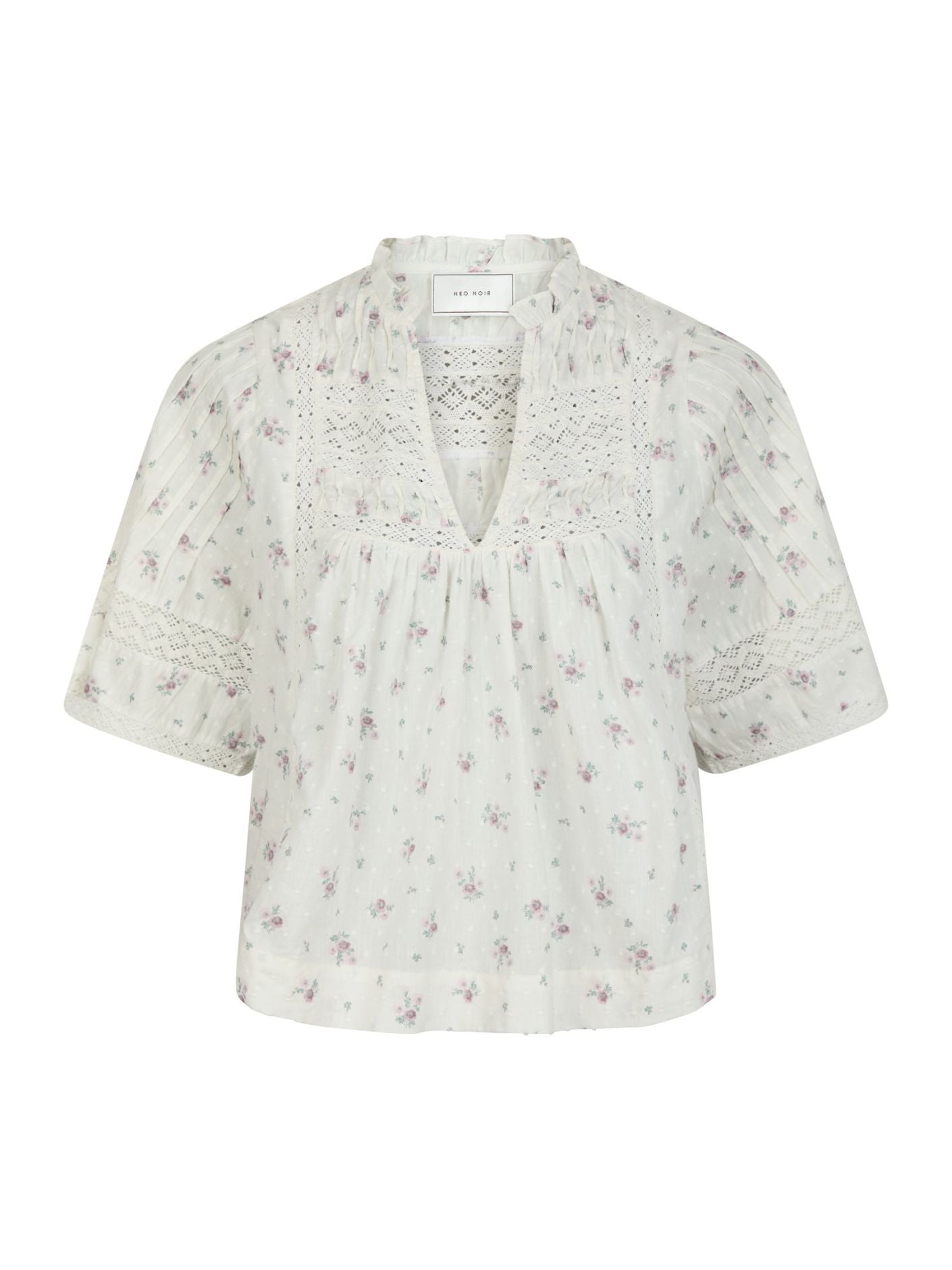 Neo Noir Blusen - Siama Dobby Flower Bluse i Off White