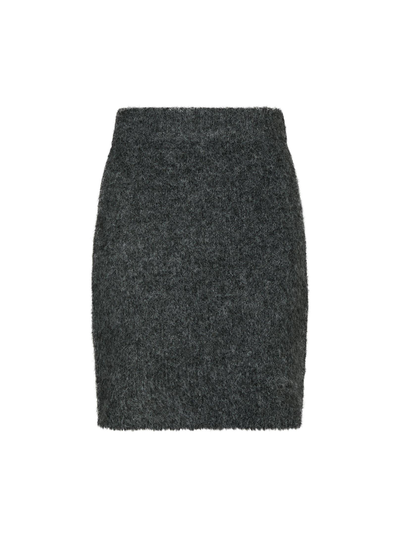 Neo Noir Nederdel - Naria Fluffy Strik Nederdel i Antracit