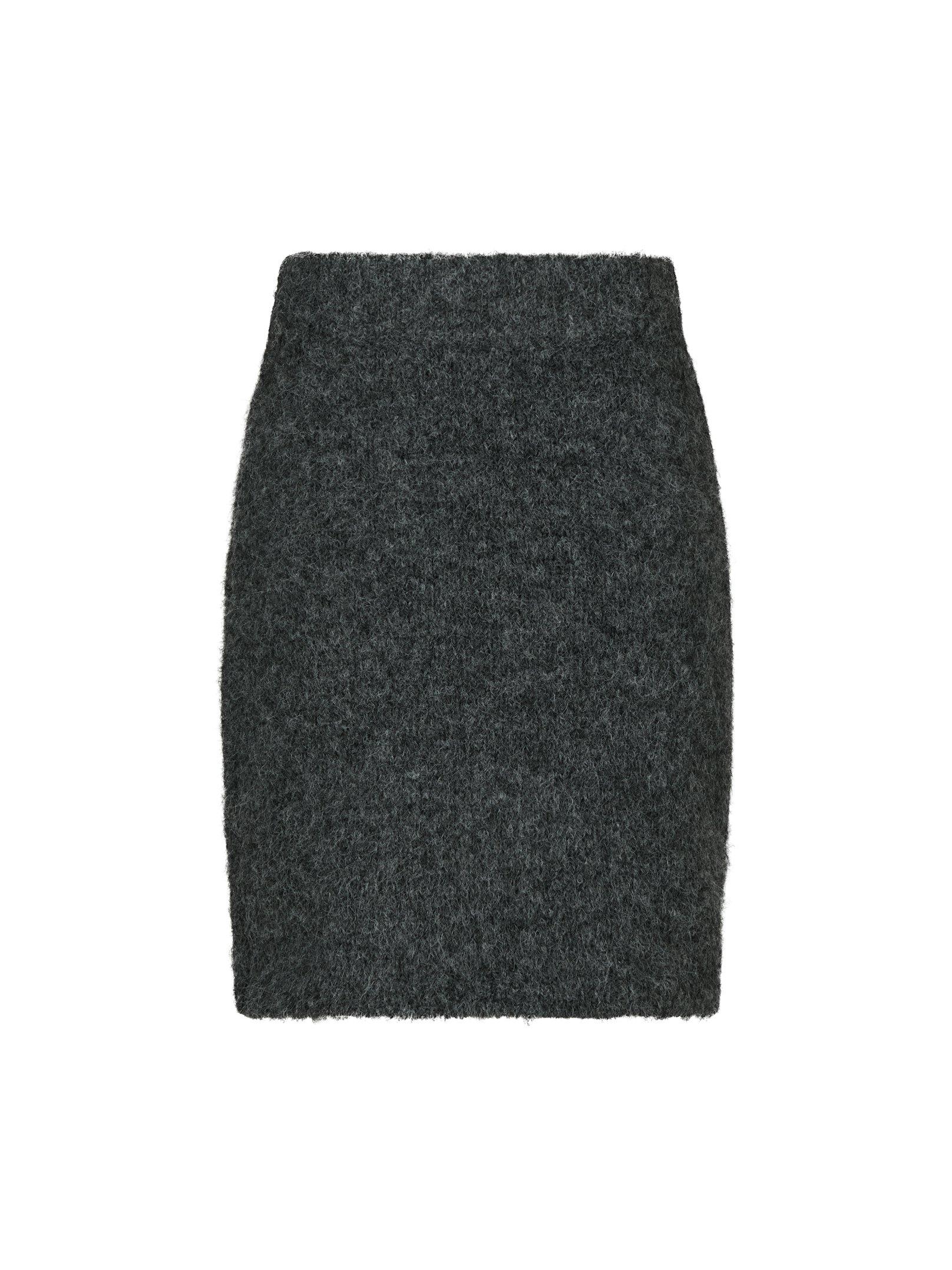 Neo Noir Nederdel - Naria Fluffy Strik Nederdel i Antracit