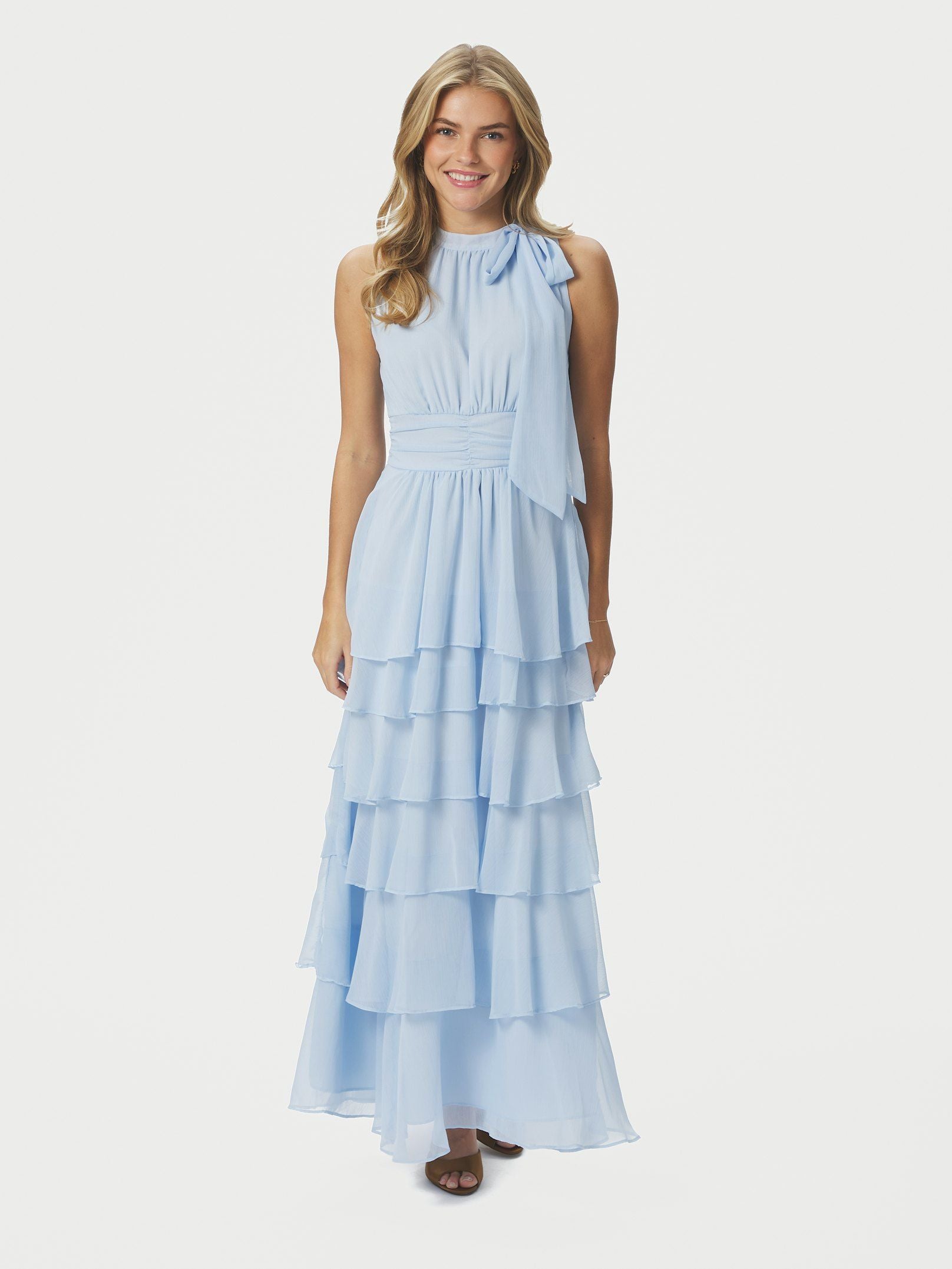 Neo Noir Kjole - Marli Solid Chiffon Kjole i Light Blue