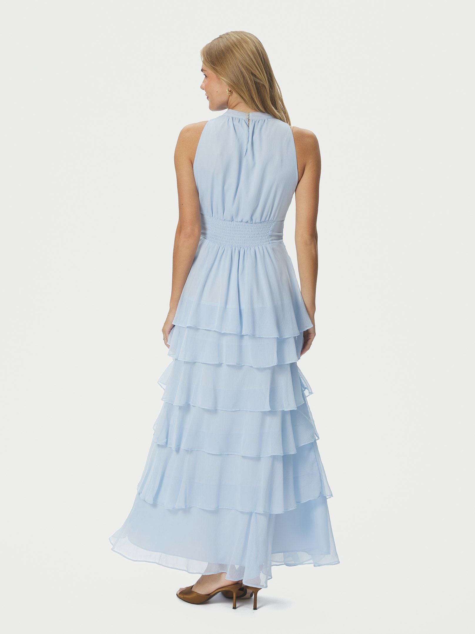 Neo Noir Kjole - Marli Solid Chiffon Kjole i Light Blue