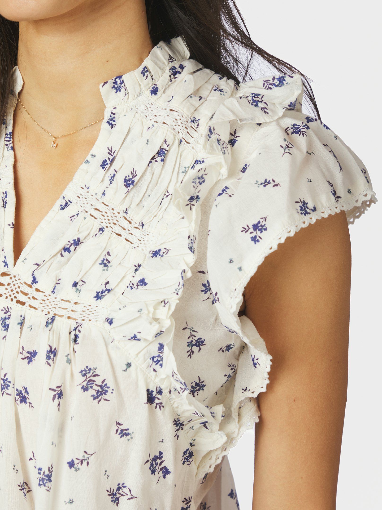 Neo Noir Top - Jayla Small Blossom Top i White Blue