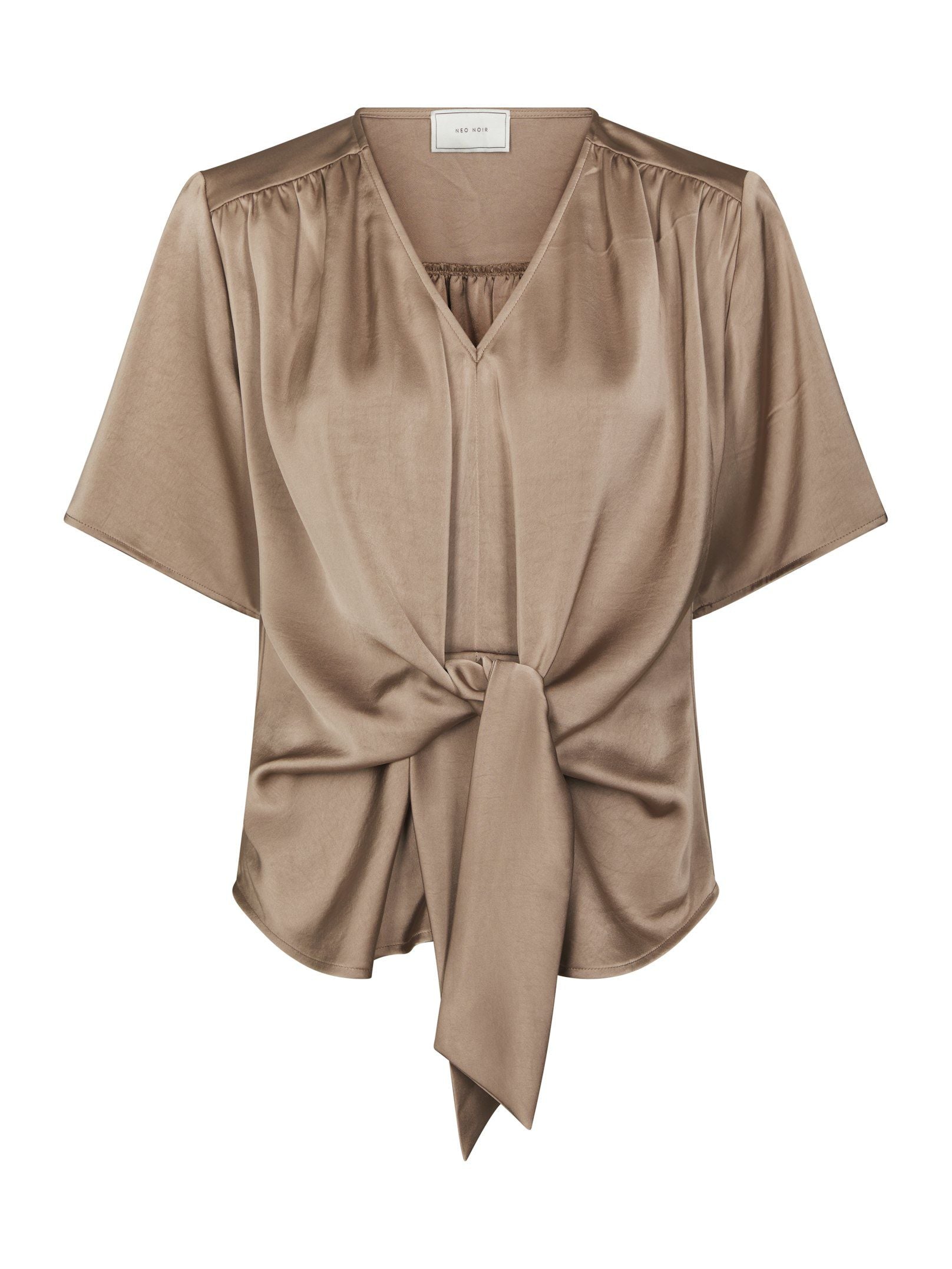 Neo Noir Bluse - Casadia Heavy Sateen Bluse i Dark Taupe