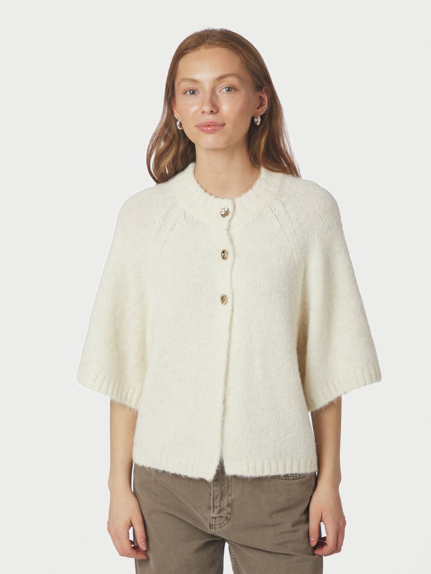 Neo Noir Cardigan - Benuta Strik Cardigan i Off-White