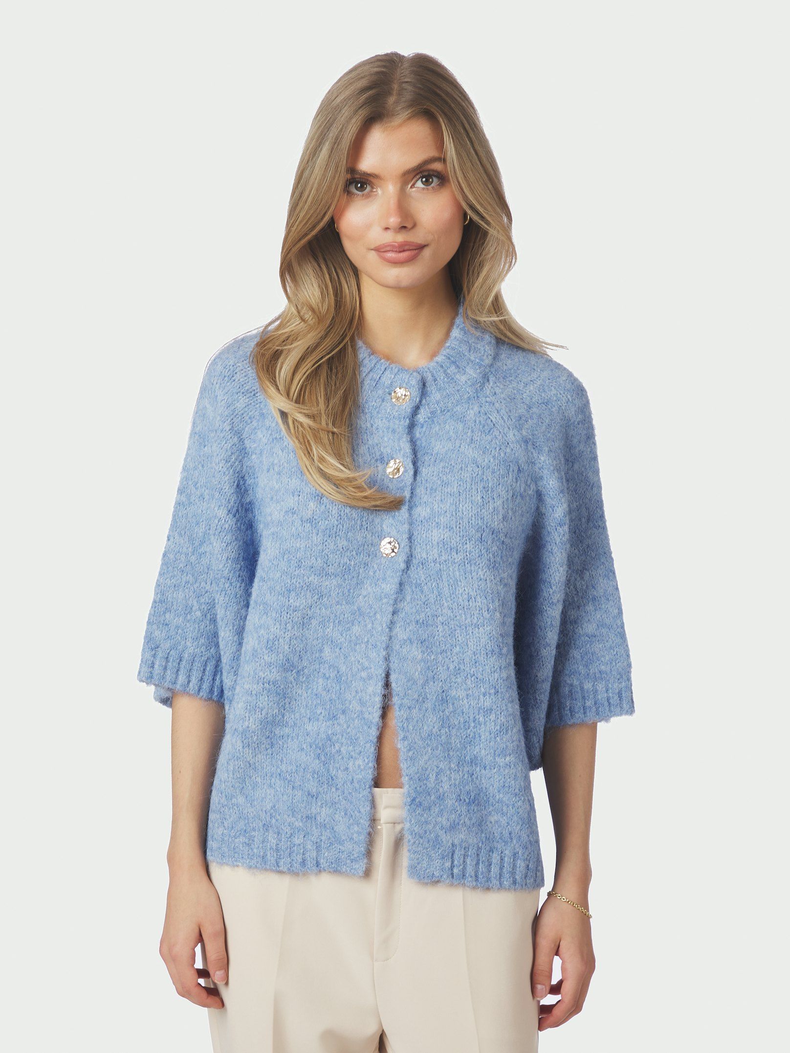 Neo Noir Cardigan - Benuta Strik Cardigan i Dusty Blue