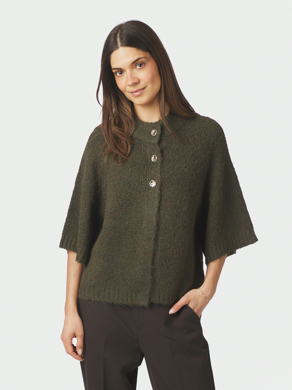 Neo Noir Cardigan - Benuta Strik Cardigan i Army