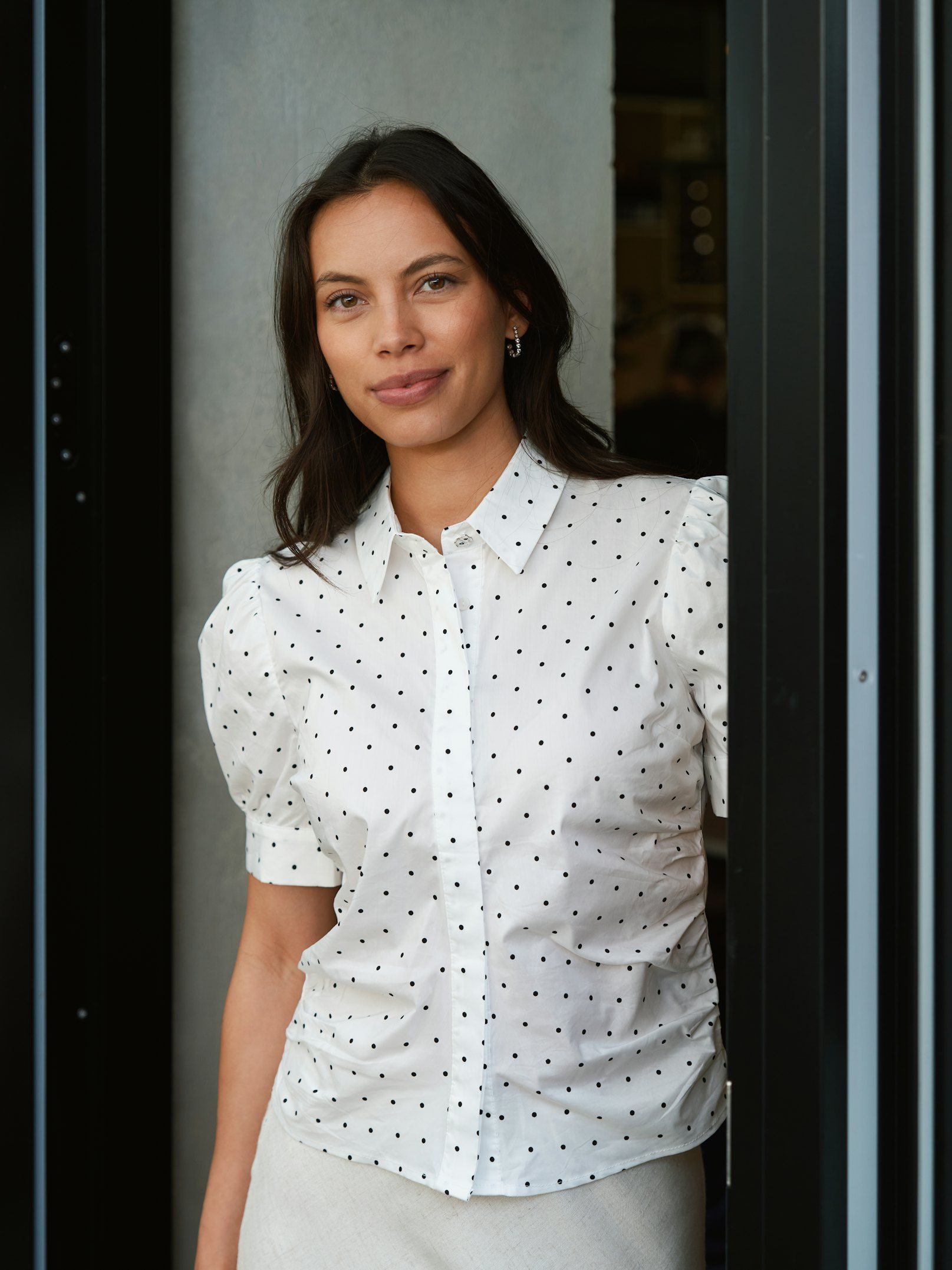Neo Noir Skjorte - Frannie Dot Skjorte i Off-White
